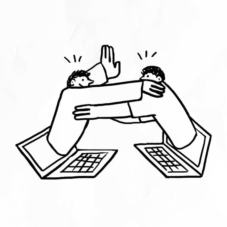 Hugging Friends Doodle Element